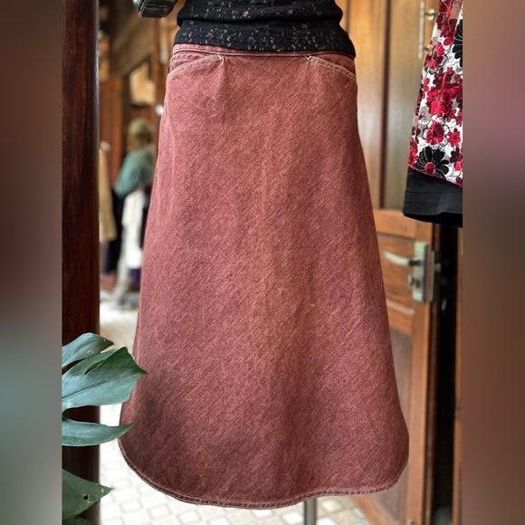 Uniqlo Midi A-Line Denim Skirt, Rose - Picture 2 of 6